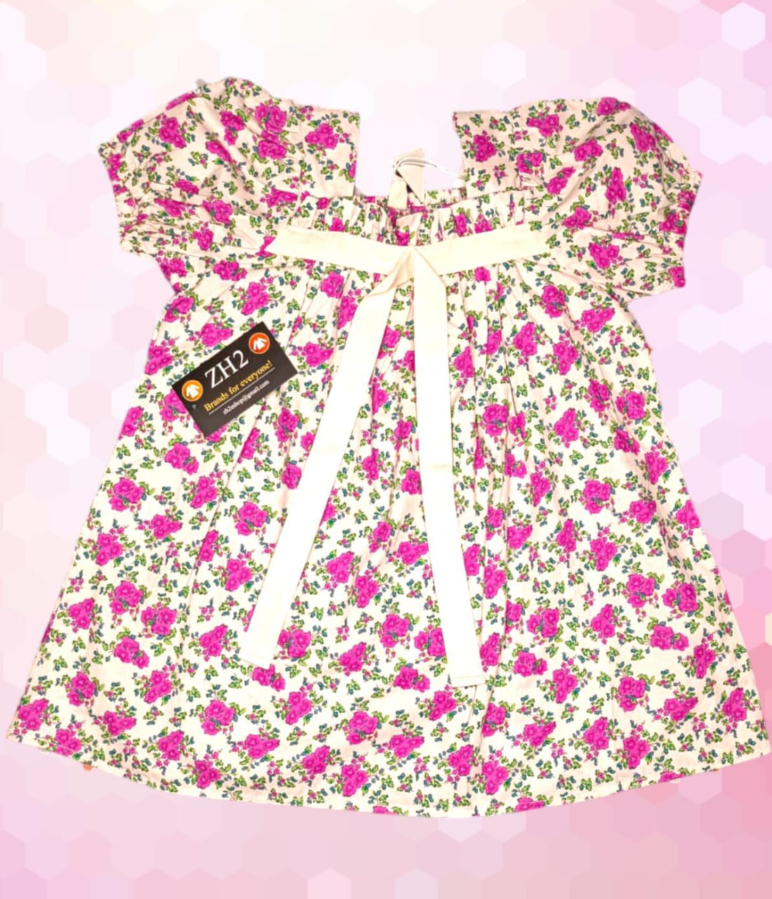 Girls Ribbon 100%imported Soft Cotton Chinese Style Summer Dress