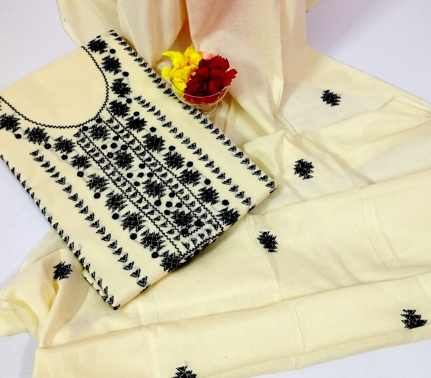 HAND MADE LAWN 3PC DRESS WITH LAWN DUPATTA